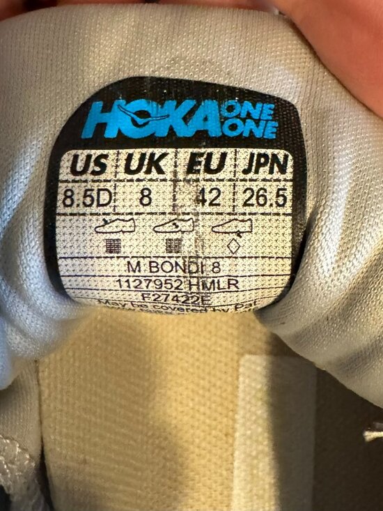 Hoka Bondi 8 Wide Mens Size 8.5D Harbor Mist Lunar Rock Grey Womens 10D main image 8